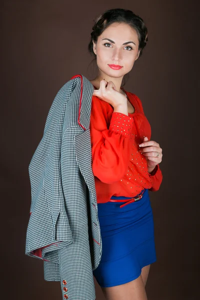 Menina bonita em uma jaqueta — Fotografia de Stock