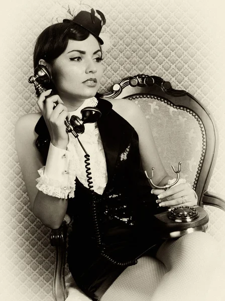 Retro kızın fotoğrafı