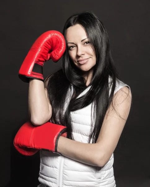 Beautiful girl in Boxing gloves — Stock Photo, Image