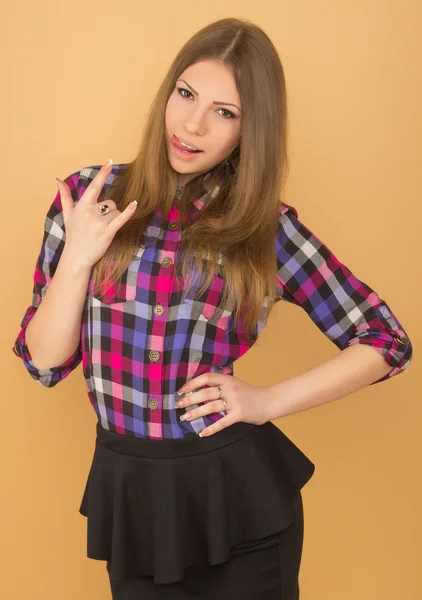 The beautiful young girl in shirt — Stock Photo, Image