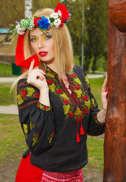 Ukrayna Ulusal elbise poz içinde güzel bir kız