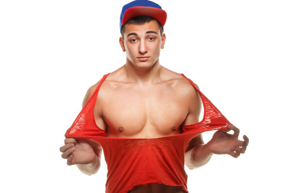 athletic guy in the cap breaks for yourself jersey 