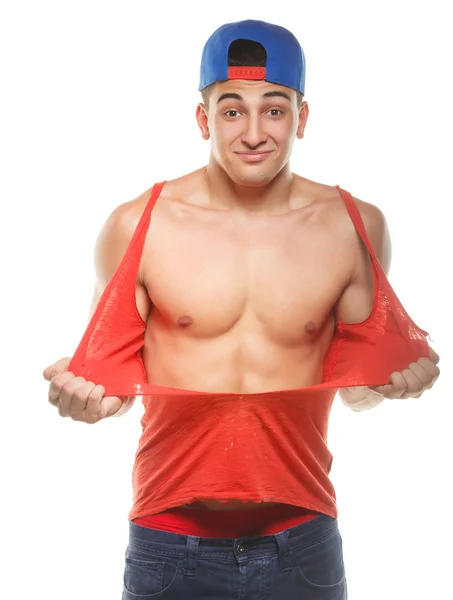 Cap atletik bir adam kendine jersey tatili 