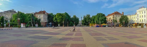 Ternopil Ucrania 2021 Plaza Del Teatro Ternopil Ucrania Una Soleada — Foto de Stock