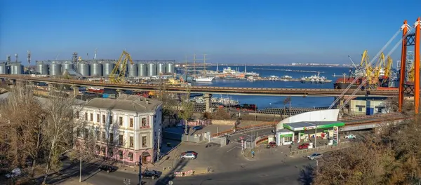 Odessa Ukraina 2021 Widok Odessa Passenger Sea Port Ukrainie Słoneczny — Zdjęcie stockowe