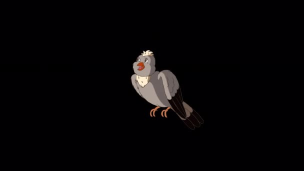 Skylark Ptak Siedzi Śpiewa Ręcznie Robiony Animowany Materiał Izolowany Kanałem — Wideo stockowe