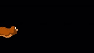 Kahverengi tırtıl sürünüyor. El yapımı HD görüntüler alfa kanalı ile izole edildi. 