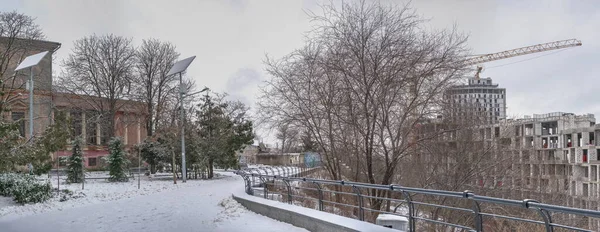 Odessa Ukrajina 2022 Sněžný Zimní Den Oděse Ukrajině Michail Žvaněckij — Stock fotografie