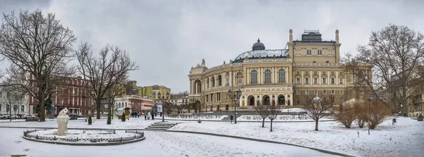 Odessa Ukrajna 2022 Január Havas Téli Nap Odessában Ukrajnában Opera — Stock Fotó