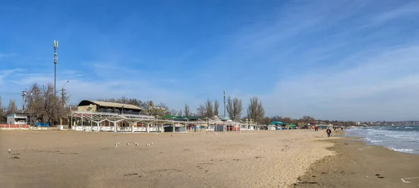 Одесса Украина 2022 Год Солнечный Зимний День Пляже Лузановка Одессе — стоковое фото