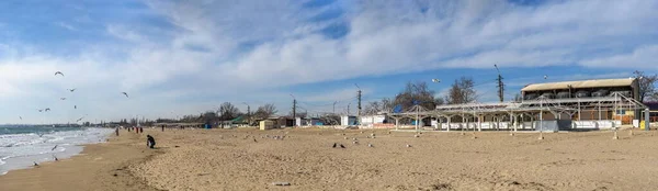 Odessa Ucrania 2022 Día Invierno Soleado Playa Luzanivka Odessa Ucrania — Foto de Stock
