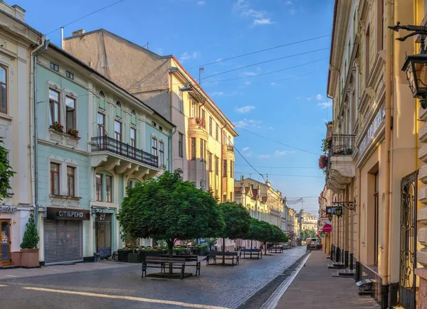 Tschernowitz Ukraine 2021 Hauptstraße Der Altstadt Von Czernowitz Ukraine Einem — Stockfoto