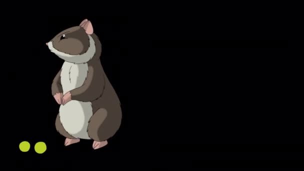 褐色仓鼠吃豌豆 用Alpha通道隔离手工制作的动画高清视频 — 图库视频影像