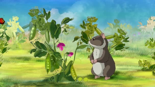 Křeček Hnědý Kráčí Lesem Ruční Animované Záběry — Stock video