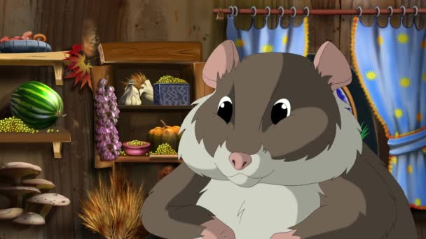 Household Brown Hamster His House Handmade Animated Footage — ストック動画