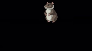 Kahverengi hamster yürüyor. El yapımı animasyon 4K görüntüleri alfa kanalı ile izole edildi. 