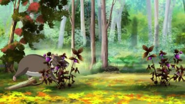 Kahverengi hamster ormanda yürüyor. El yapımı 4K animasyon görüntüleri