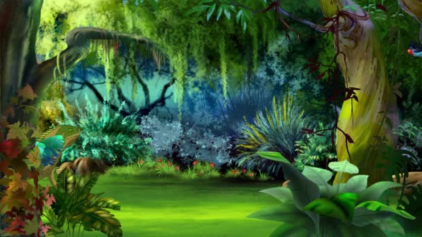 Hijau Iguana Hutan Hujan Cuplikan Animasi Tangan — Stok Video