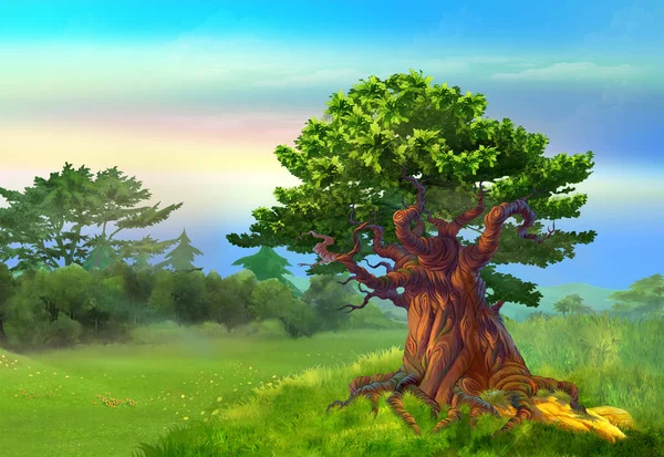 속에서 나무를 나무입니다 Digital Painting Background Illustration — 스톡 사진