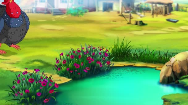 Turkey Comes Pond Handmade Animated Footage — Vídeos de Stock