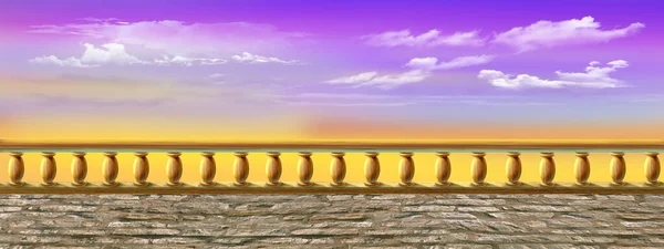 Sunrise View Observation Deck Digital Painting Background Illustration — Stock Photo, Image