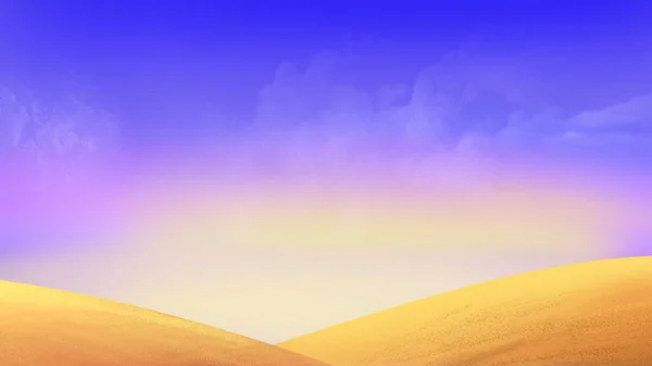 Sarı Kum Tepelerinin Üstündeki Mavi Gökyüzü Dijital Boyama Arkaplanı Resimler — Stok fotoğraf