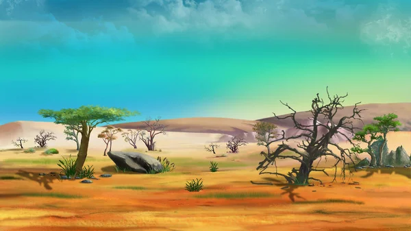 African Savanna Landscape Digital Painting Background Illustration — Stock Fotó
