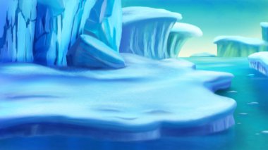 Kuzey Denizi 'ndeki buz sırtları. Dijital Boyama Arkaplanı, Resimler.