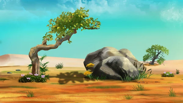 African Savannah Landscape Digital Painting Background Illustration — Foto Stock