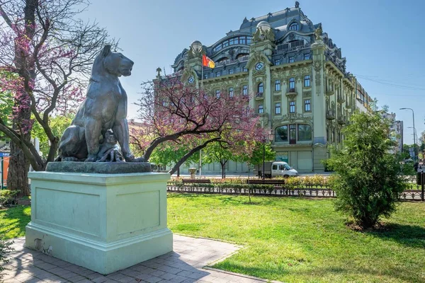 Odessa Ucrânia 2022 Escultura Leão Jardim Cidade Odessa Durante Guerra — Fotografia de Stock