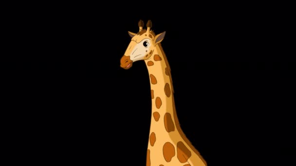 Big Giraffe Close Handmade Animated Footage Isolated Alpha Channel — Stock Video