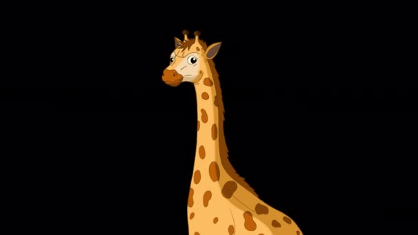Malá Žirafa Zblízka Ručně Animované Záběry Izolované Alfa Kanálem — Stock video