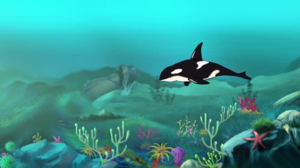 Morderczy Wieloryb Pod Wodą Ręcznie Robiony Animowany Materiał — Wideo stockowe