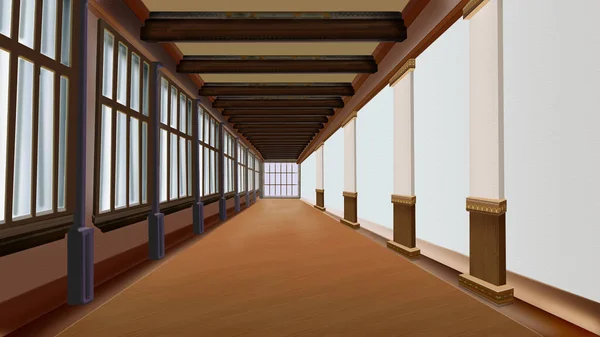 Interior Galería Arte Museo Con Paredes Blanco Fondo Pintura Digital —  Fotos de Stock