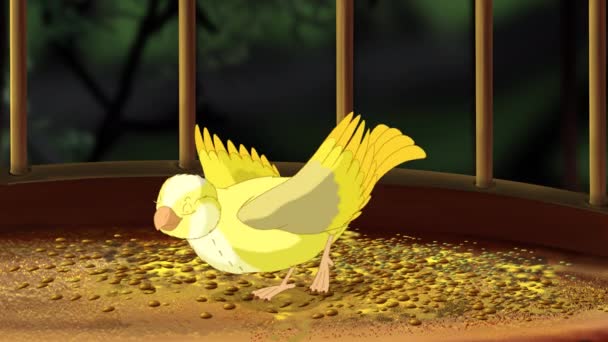Domestic Yellow Canary Cage Handmade Animated Looped Footage — Video Stock