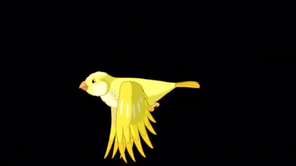 Yellow Canary Flies Handmade Animated Looped Footage Isolated Alpha Channel — Stock video