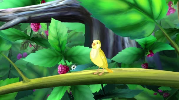 Yellow Canary Forest Handmade Animated Looped Footage — Stock video