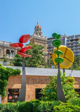 Odessa, Ukrayna 15.07.2022. Ukrayna 'nın Odessa kentindeki Arcadia tatil köyünde güneşli bir yaz günü.