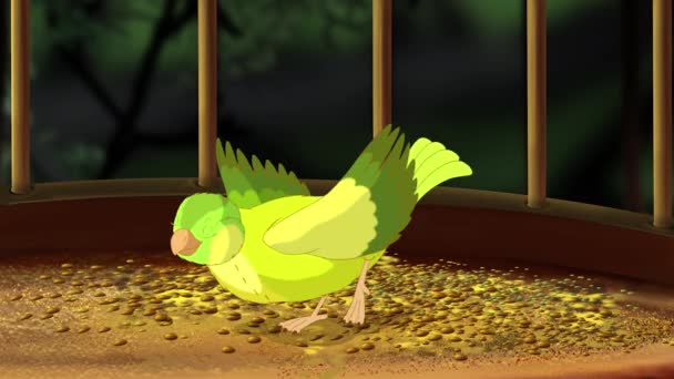 Domestic Green Canary Cage Handmade Animated Looped Footage — Stockvideo