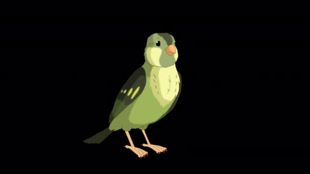 Green Wood Warber Bird Say Hello Handmade Animated Looped Footage — Vídeo de Stock