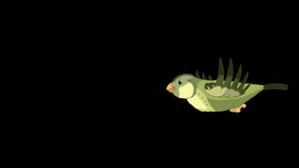 Flying Green Wood Warber Bird Handmade Animated Looped Footage Isolated — 图库视频影像