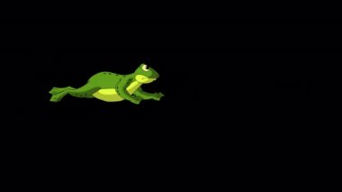Little green frog jumping. Handmade animated looped footage isolated with alpha channel. 