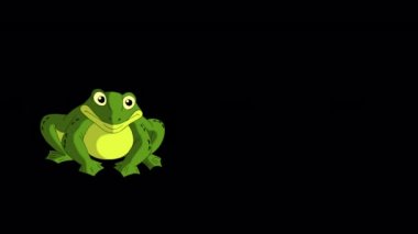 Little green frog croak and jumping. Handmade animated looped footage isolated with alpha channel.