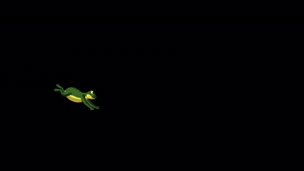 Маленькая Зелёная Лягушка Прыгающая Высоты Мультфильм Ручной Работы Изолированный Альфа — стоковое видео