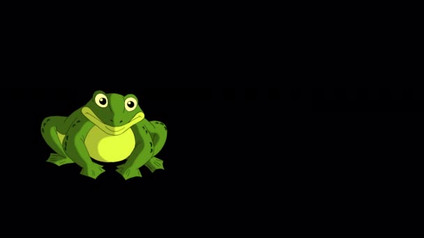 Little Green Frog Croak Jumping Handmade Animated Footage Isolated Alpha — Vídeo de stock