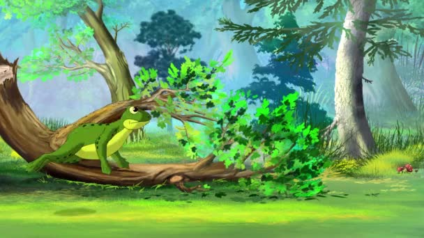 Green Frog Jumping Forest Handmade Animated Footage — Stok video