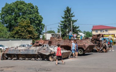 Odessa, Ukraine. 25.08.2022. Exhibition of burnt Russian military equipment during the war in Ukraine