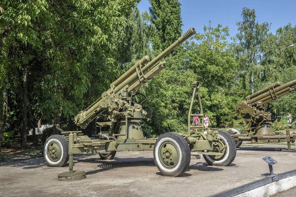 Odessa, Ukraine. 25.08.2022. Memorial of the heroic defense of Odessa, Ukraine, on a sunny summer day. Coastal artillery no. 411 in World War 2