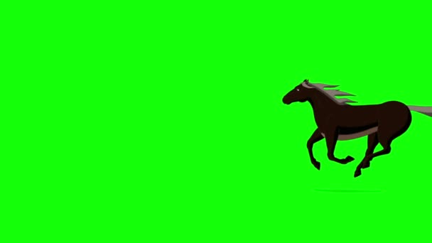 Black Horse Gallops Handmade Animated Footage Isolated Green Screen — Video