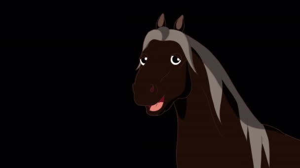 黒い馬の話だ アルファチャンネルに隔離された手作りのアニメーションHd映像 — ストック動画